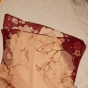 Pink/burgundy polyester sheer scarf